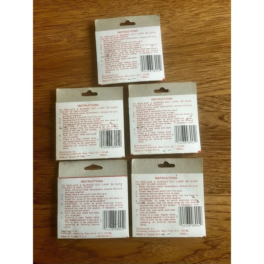 Lot Of 5 Vintage Christmas Replacement Lights Midget Push In Bulbs 3 Volt 5 Pack